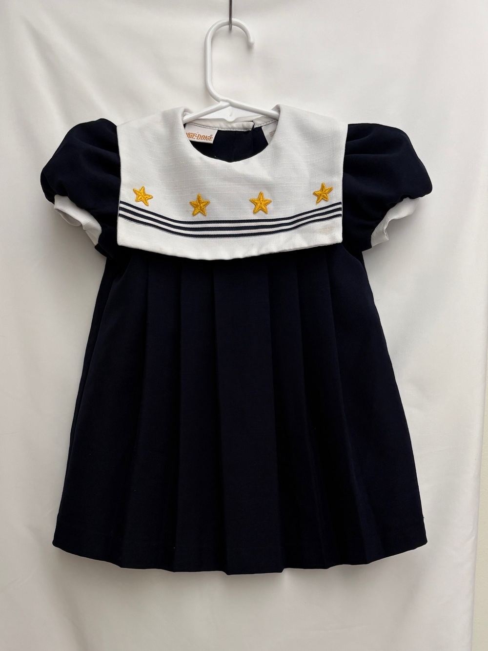 okie dokie Navy and White Sailor Dress with Gold Stars